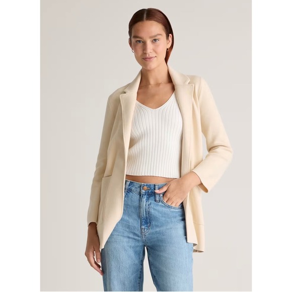 Quince Jackets & Blazers - Quince 100% Organic Cotton Knit Blazer Size Small Oatmeal